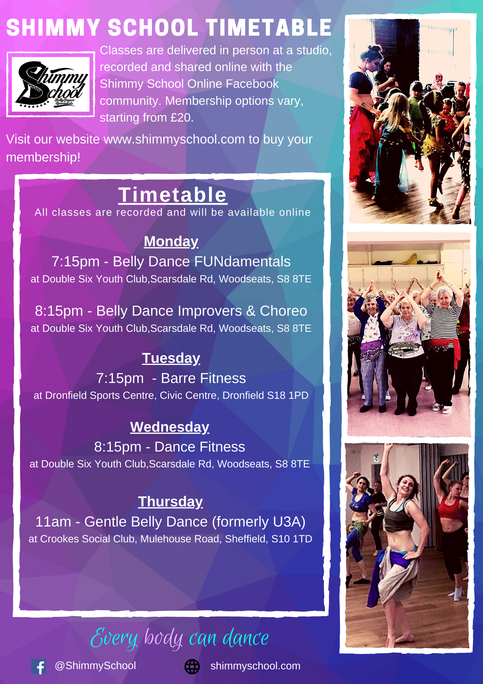 Sheffield Belly Dance Fitness Classes Timetable