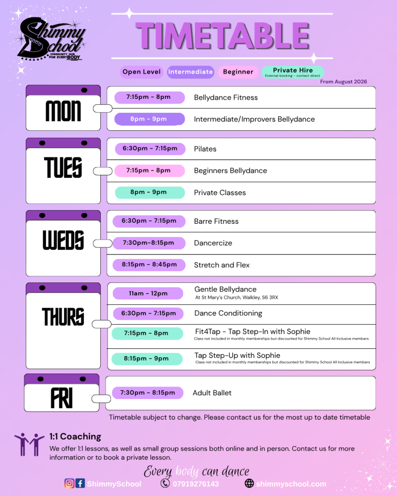 Shimmy School Community Hub Timetable